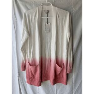 Barefoot Dreams Luxeblend Ombre Raglan Cardigan in Rosy Pink Size Small